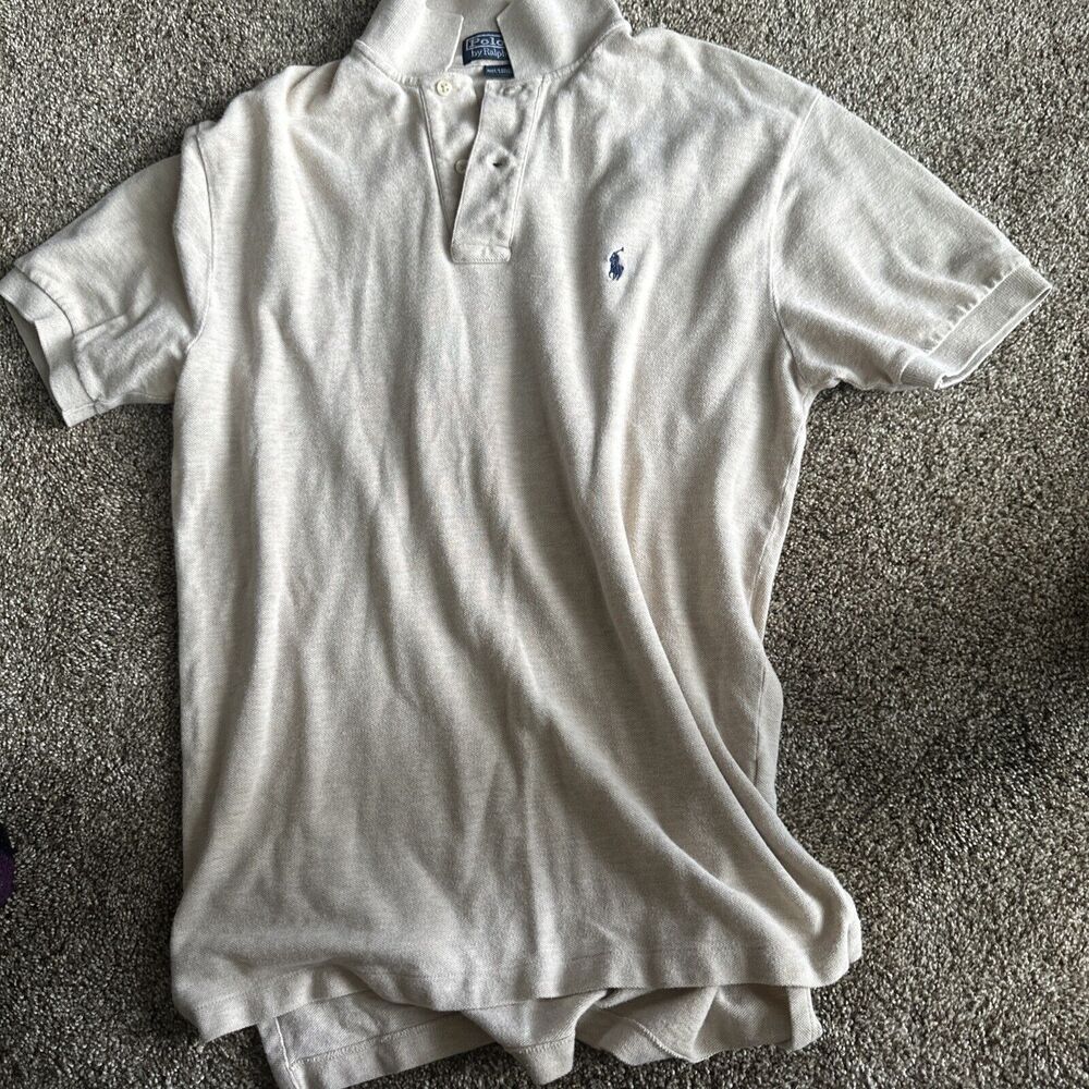 Vintage Polo Ralph Lauren Shirt Mens Small Khaki Brown Short Sleeve Knit Casual